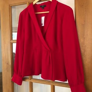 Size 14 NWT J. Crew faux wrap crepe blouse in red
